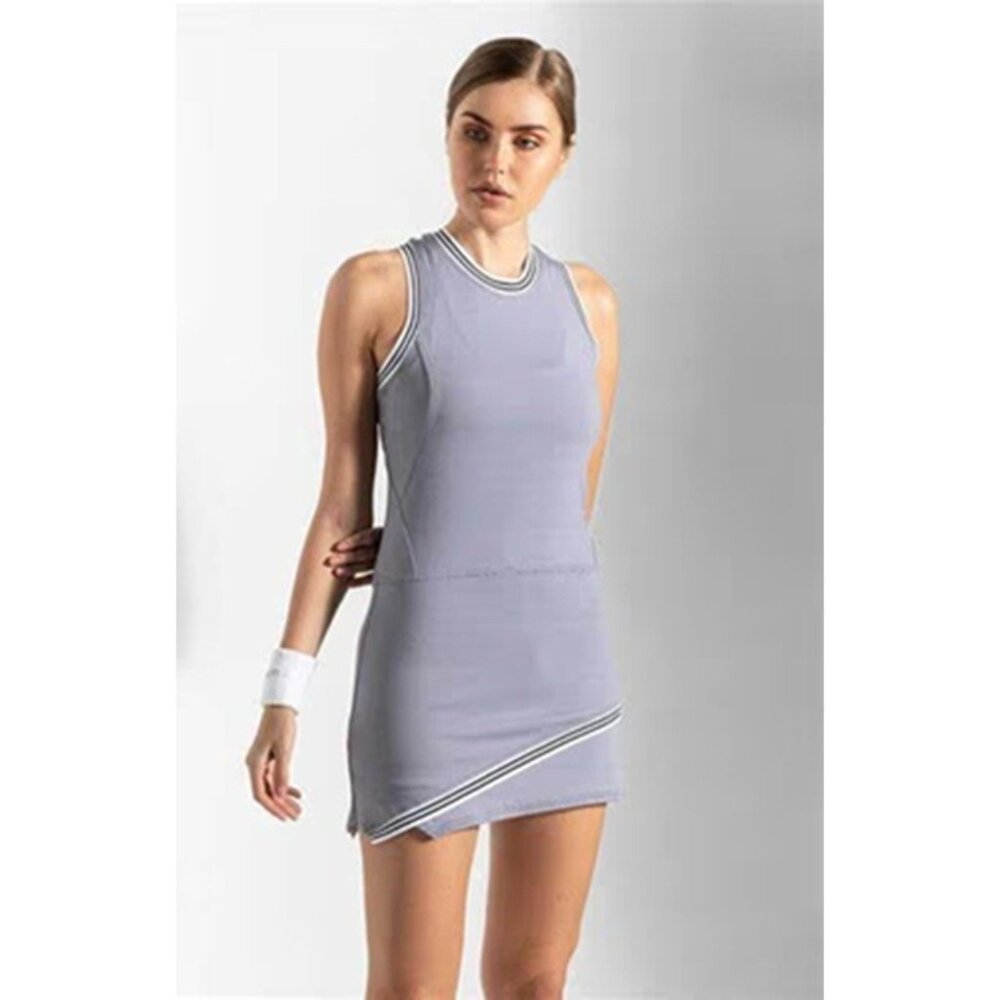 NEW INPHORM Chloe Tennis Dress XS Midnight White pin stripes stretch